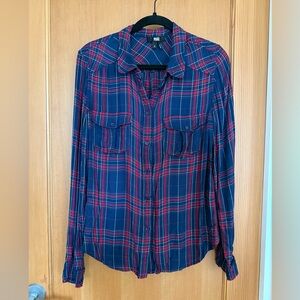 Paige Plaid Button Up Shirt in Red and Blue